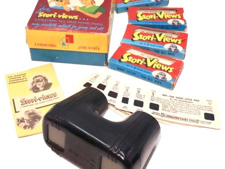 Stori-View Gift Set - 24 3D Cards and Viewer with Original Sleeves and Box - 1954 - vintage Online now