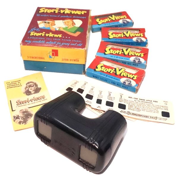 Stori-View Gift Set - 24 3D Cards and Viewer with Original Sleeves and Box - 1954 - vintage Online now