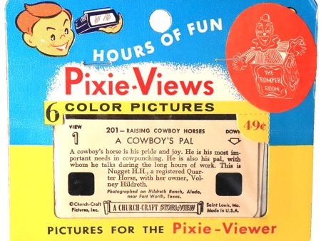 Pixie-Views - Raising Cowboys Horses - 6 Kodachrome Color Cards - vintage - 201 Online