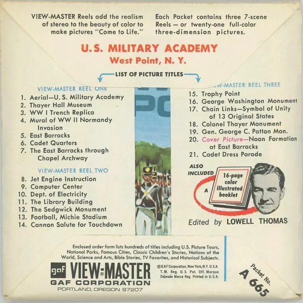 West Point U.S. Military Academy - View-Master 3 Reel Packet - 1960s views - vintage - A665-G1A Hot on Sale