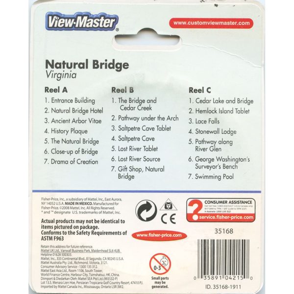 Natural Bridge - Virginia - View-Master 3 Reel Set on Card - 2008 - NEW - 35168 Fashion