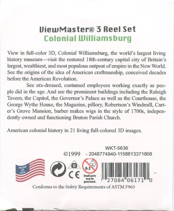 Colonial Williamsburg - Virginia View-Master 3 Reel Set - Online Sale