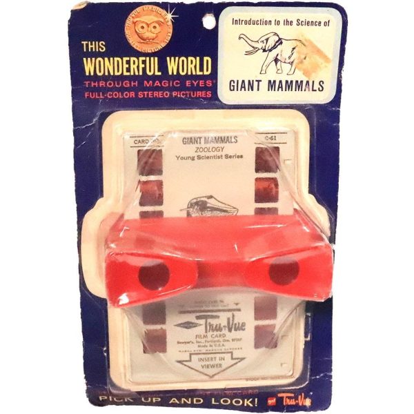 Giant Mammals - Zoology - Tru-Vue 3D Stereo Film Card with Viewer - factory sealed - vintage Fashion