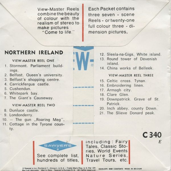 Northern Ireland - View-Master 3 Reel Packet - 1960s - vintage - C340E-BS6 For Sale