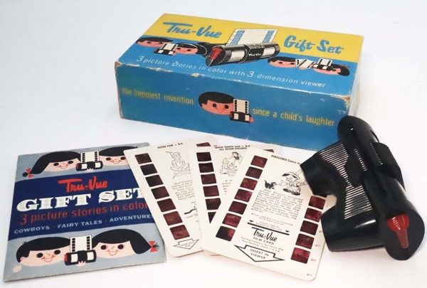 Tru-Vue Card Gift Set - 3 Cards and Tru-Vue Viewer with Original Sleeve and Box - vintage Online Sale