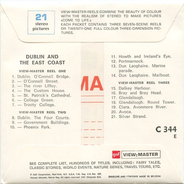 Dublin and the East Coast - View-Master 3 Reel Packet - vintage - C344E-BG1 For Sale