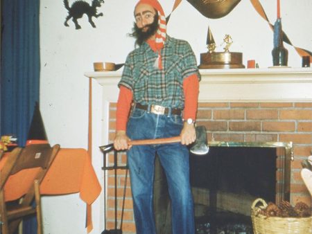 Halloween Lumberjack Stereo Slide - Original Kodachrome - 5 Perf Realist Format - vintage Supply