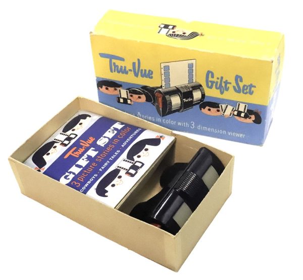 Tru-Vue Card Gift Set - 3 Cards and Tru-Vue Viewer with Original Sleeve and Box - vintage Online Sale