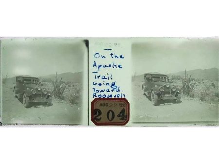 Stereo Slide - Glass 45x107mm -  On the Apache Trail Going Towards Roosevelt  - vintage For Sale