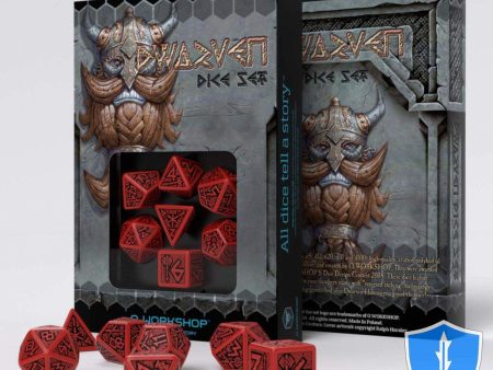 Q-Workshop Dwarven Dice Set (7) Red Black D&D RPG Dwarf on Sale