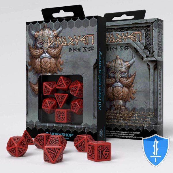 Q-Workshop Dwarven Dice Set (7) Red Black D&D RPG Dwarf on Sale