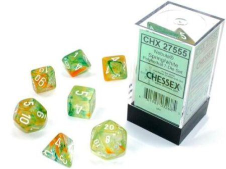 Chessex Nebula Spring Luminary™ Polyhedral Dice with White Numbers - Set of 7 For Discount