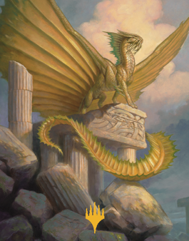 Ancient Gold Dragon Art Card (05) (Gold-Stamped Signature) [Commander Legends: Battle for Baldur s Gate Art Series] Sale