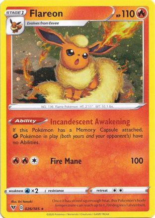 Flareon (026 185) (Cosmos Holo) [Sword & Shield: Vivid Voltage] For Sale